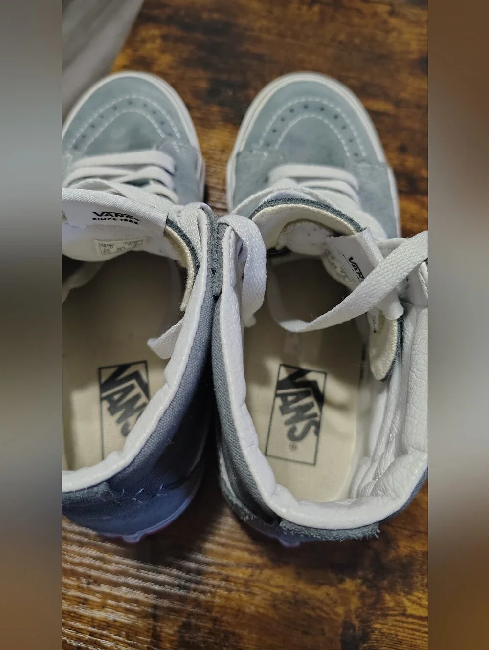 Vans Gray Suede High-Top Sneakers with White Laces